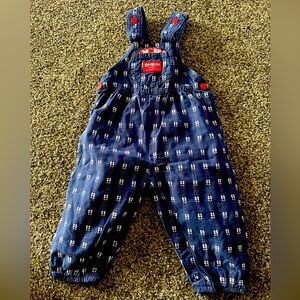 Vintage made in the USA Oshkosh overalls with flower detail print and cute bow